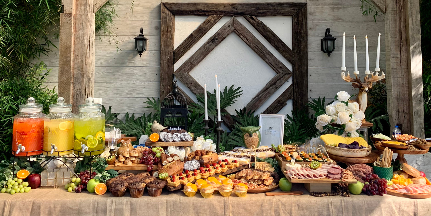 Grazing Table with cheese, cold cuts, fruits, nuts, desserts, etc.