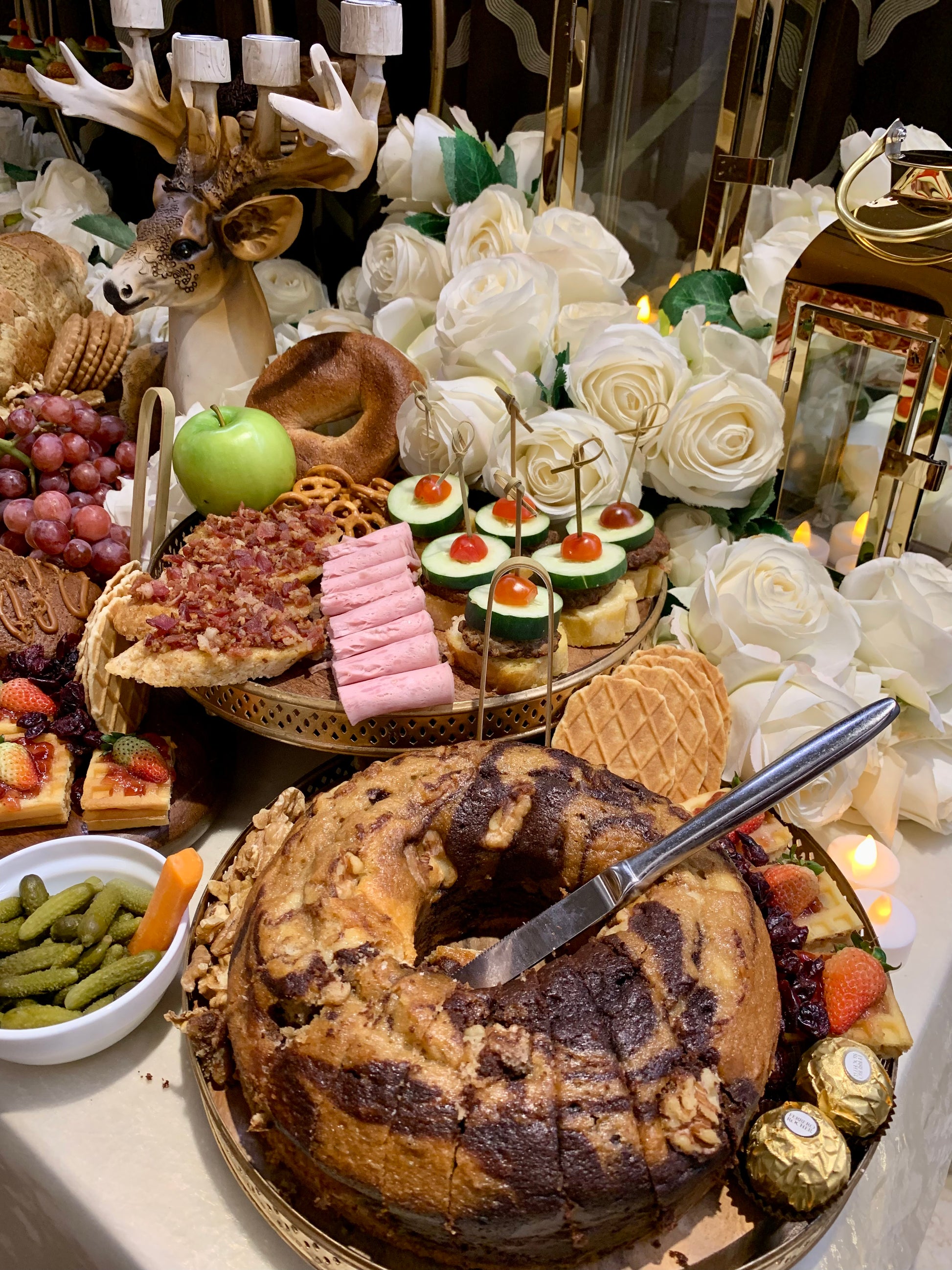 Graze Table with cheeses, cold cuts, fruits, nuts